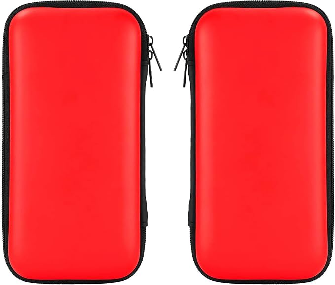 iMangoo Travel Essential Electronics Organizer Pouch Charger Case, Shockproof Dual Zipper Power Bank Cables Tech Accessories Purse, Men & Women Travel Must Have Storage Bag, 6.5x3.2x1 inch Red