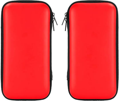 iMangoo Travel Essential Electronics Organizer Pouch Charger Case, Shockproof Dual Zipper Power Bank Cables Tech Accessories Purse, Men & Women Travel Must Have Storage Bag, 6.5x3.2x1 inch Red