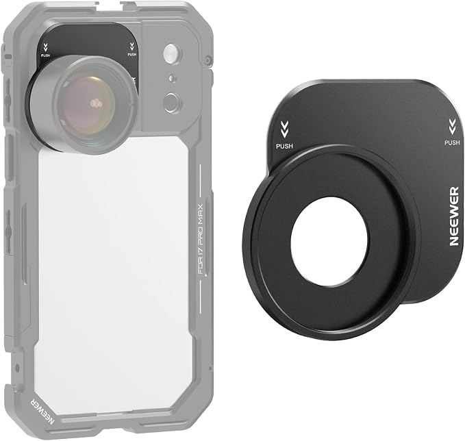 NEEWER 37mm Filter Lens Backplate for PA143/PA144 Phone Cage Only, Quick Release Video Rig Mobile Camera Photography Accessories Compatible with iPhone 17 Pro 17 Pro Max Beastgrip, PA152 (Black)