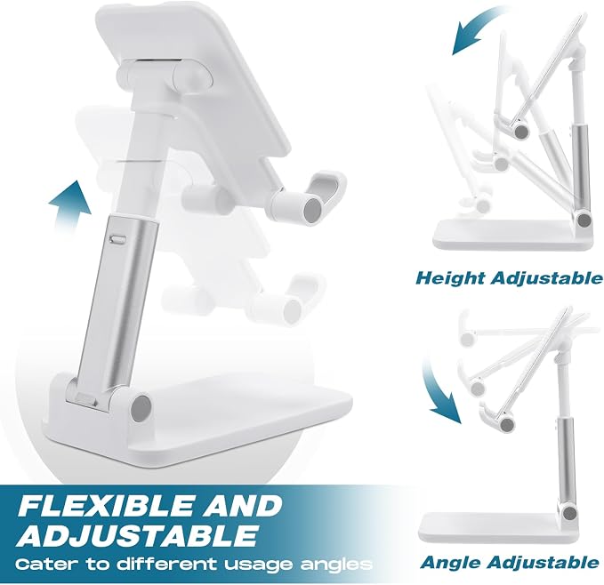 48 Pcs Cell Phone Stand for Desk Phone Holder Stand Foldable Angle Height Adjustable Portable Holder Tablet for Office Travel Photography (White)