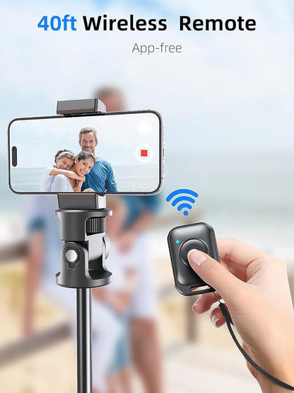 Kaiess 62" Phone Tripod & Selfie Stick, Extendable Photography Light Stand with Wireless Remote, Solidest, Portable, Lightweight, Compatible with iPhone/Android Phone
