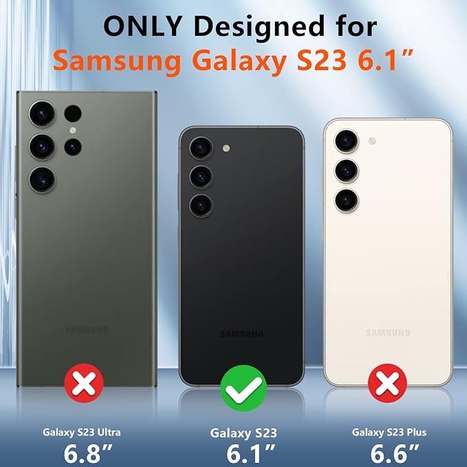 SPIDERCASE Designed for Samsung Galaxy S23 Case, [10 FT Military Grade Drop Protection], 2 Pack [Tempered Glass Screen Protector+Camera Lens Protector] Heavy Duty Shockproof Case, Black
