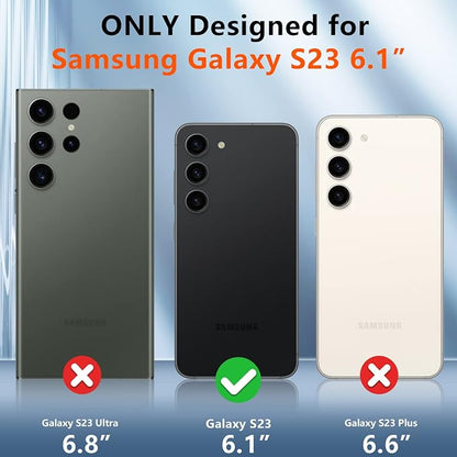 SPIDERCASE Designed for Samsung Galaxy S23 Case, [10 FT Military Grade Drop Protection], 2 Pack [Tempered Glass Screen Protector+Camera Lens Protector] Heavy Duty Shockproof Case, Black