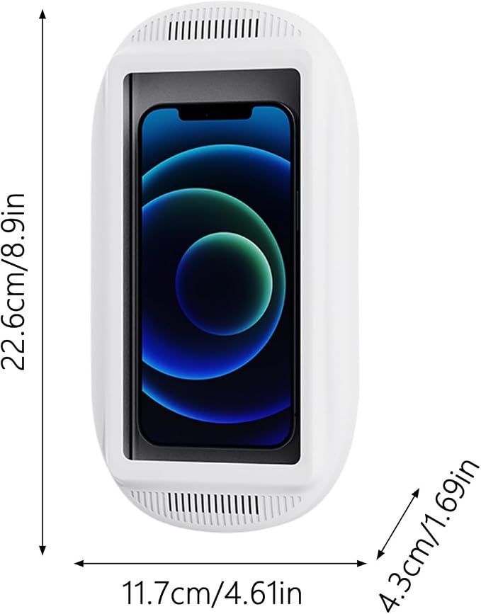 Shower Phone Holder,Water Proof with Speaker-Phone Holder Phone,360° Rotatable No Fog Screen Wall Mount,Universal 4-7 Inch Phones Bathroom Bathtub Kitchen,Secure 360°, No Hands Entertainment (1)