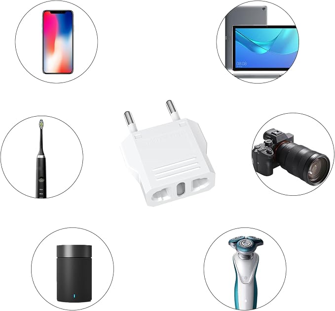 Travel Adapter, 16 Pack of US/CA to European Plug Adapter Travel Power Plug Universal Power Jack Wall Plug Converter (White)