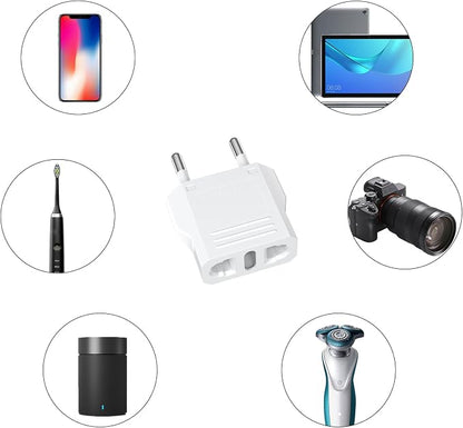 Travel Adapter, 16 Pack of US/CA to European Plug Adapter Travel Power Plug Universal Power Jack Wall Plug Converter (White)