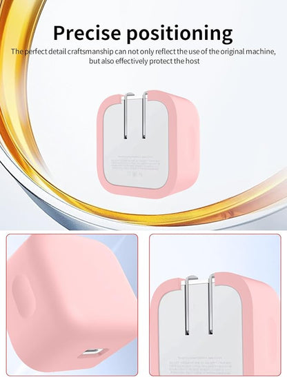Case for Apple 40W Charger, WUNIAK Soft Silicone Protective Portable Scratch Shock Resistant Shell,Pink