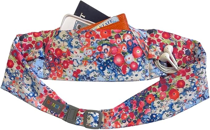 BANDI Plus Size Fanny Pack for Women - Travel-Ready Pocket Belt with Secure Hidden Money & Running Belt for Phone, Passport, Keys, & Medical Devices, Adjustable Fit, Comfortable (Poppies)