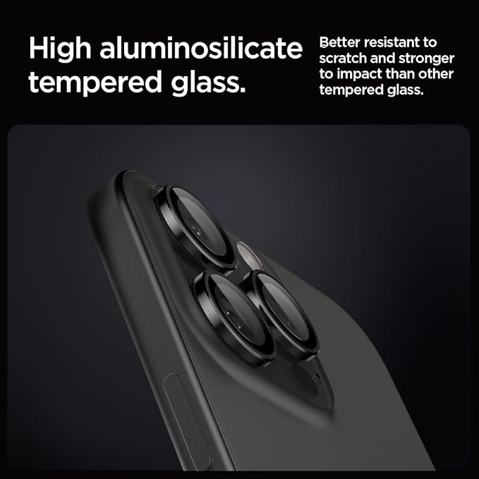 Spigen Camera Lens Screen Protector [GlasTR EZ Fit Optik Pro] Designed for iPhone 14 Pro Max/iPhone 14 Pro [Case Friendly] - Black [2 Pack]