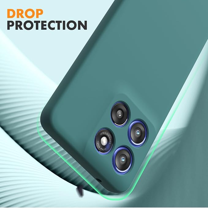 Case for Motorola Moto G Stylus 5G 2025, 2 Pack Tempered Glass Screen Protectors, Soft TPU Liquid Silicone Shockproof Gel Case-Midnight Green