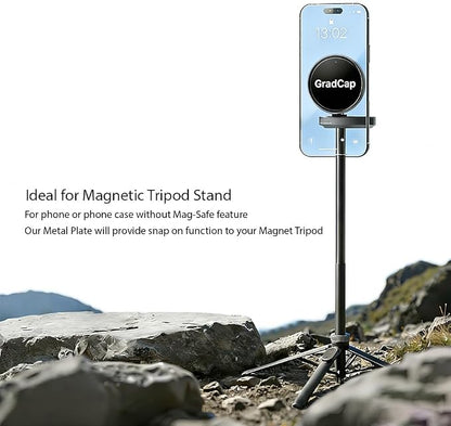 Metal Plate for Magnetic Phone Mount - 4 Packs Universal Ultra Thin Black Metal Disc w/Strong 3M Adhesive Sticker - Replacement Accessory Kit - 2 Rectangle (1.75"x2.5") & 2 Round (1.5"x1.5")