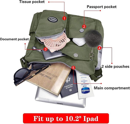 SUKRY Nylon Crossbody Bag for Women with Anti theft RFID Pocket, Waterproof Shoulder Bag Travel Purses and Handbag