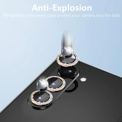 for Galaxy Z Fold 6 Camera Lens Protector Bling Glitter Individual Aluminium Alloy Ring 9H Tempered Glass Decorative Accessories Camera Cover for Samsung Galaxy Z Fold 6 Glitter Colorful