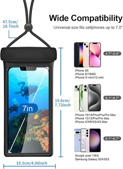 wellhouse 3D Waterproof Phone Pouch with Lanyard,Premium TPU100FT Deep Waterproof Phone Case for iPhone 17 16 15 14 13 12 Pro Max XS Samsung,Snorkeling, Surfing, Kayaking,Skiing,Hot Springs
