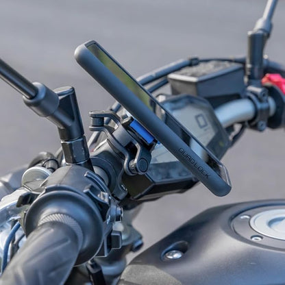 Quad Lock Motorcycle Handlebar Mount Kit with Vibration Dampener and MAG Phone Case for iPhone 15 Pro Max