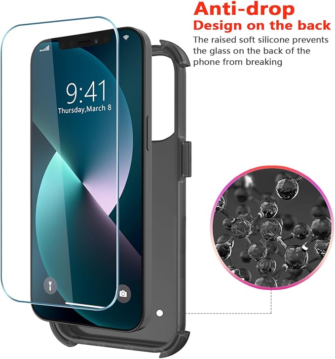 Diverbox for iPhone 13 Case [Shockproof] [Dropproof] [with Screen Protector ] 3in1 Heavy Duty Protection Phone Case Cover for Apple iPhone 13 (Matte Black)