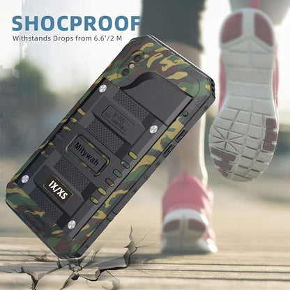 Mitywah Shockproof Case Compatible with iPhone X/XS,Waterproof Full Body Protective Cover with Impact Resistant Aluminium Alloy,Strong Military Defender Heavy Duty Metal Shell for Outdoor, Camouflage