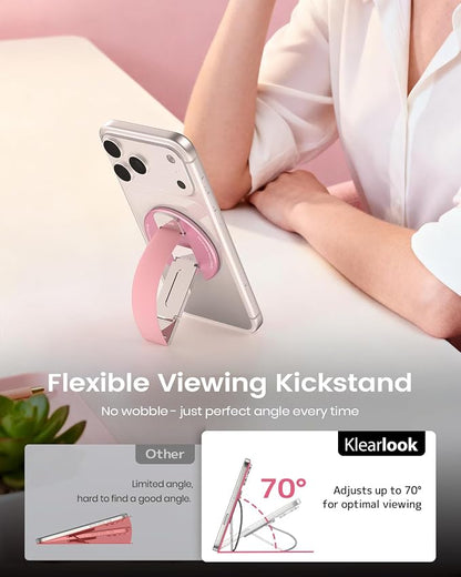 2026 Klearlook for MagSafe Phone Grip with Silicone Finger Strap, Removable Magnetic Phone Ring Holder with Adjustable Kickstand, Finger Phone Ring Grip for iPhone 17/16/15/14/13/12 Series, White