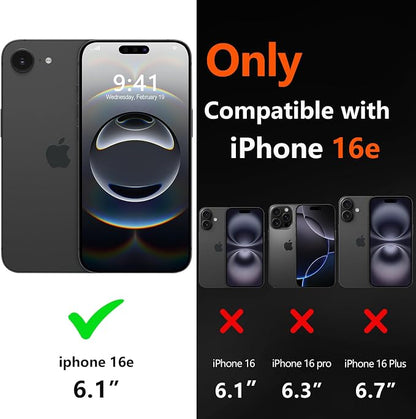 for iPhone 16e Case [Shockproof] [Dropproof] [with Screen Protector ] Heavy Duty Protection Phone Case Cover - Black