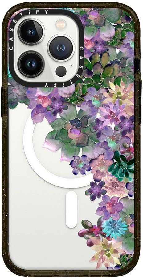 CASETiFY Impact Case for iPhone 13 Pro Compatible with Magsafe - My Succulent Garden - Clear Black