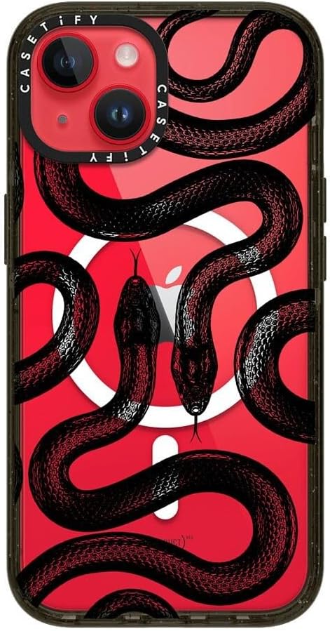 CASETiFY Impact iPhone 14 Case [4X Military Grade Drop Tested / 8.2ft Drop Protection/Compatible with Magsafe] - Black Kingsnake - Glossy Black