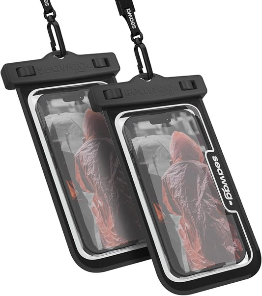 SEAWAG Next Waterproof Phone Case with Lanyard, Floating IPX8 Pouch for iPhone 17 16 Pro Max 15 14 13 12 11 and Samsung Galaxy S25 S24, Beach Cruise Travel Essentials, 2 Pack Black