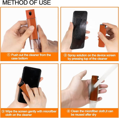 Screen Cleaner Touchscreen Mist Spray, walrfid Cleaning Kit for Electronic Smart Phone TV, Laptop, Tablet, PC, Computer Monitor Flat LCD, Eyeglasses, Compatible with iPhone iPad MacBook Pro (Orange)