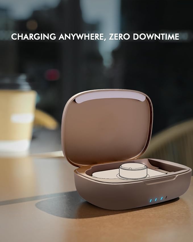 Doohoeek Updated Charging Case Compatible with Oura Ring 4 & 3 Charger, Wireless Power Station Fits Official Chargers & Fit All-Sized Rings Gen 4 & 3 1000mAh (Official Charger NOT Included), Rosegold