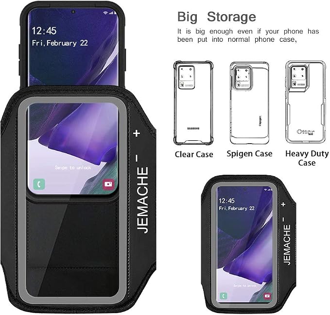Galaxy Note 20, 20 Ultra Armband, JEMACHE Gym Running Workouts Water Resistant Arm Band Case for Samsung Galaxy Note 20/20 Ultra with Key Holder (Black)