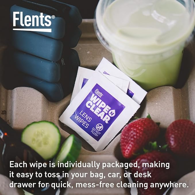 Flents Wipe 'N Clear Lens Cleaning Wipes, Pre-Moistened, Gentle Cleaning, AntiStreak, Fast Drying, 4 Portable Boxes Of 75, 300 Count, Individually Wrapped for Travel & Convenience, Made in the USA