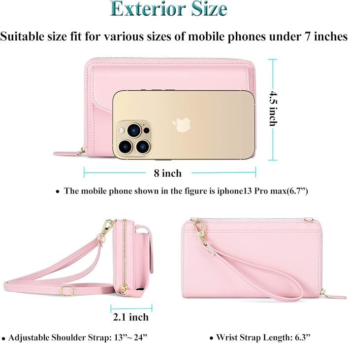 Peacocktion Crossbody Bags for Women RFID Wristlet Wallets Travel Vegan Leather Small Clutch Purses with Phone Pocket Zipper