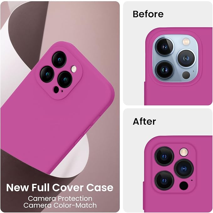 FireNova Designed for iPhone 13 Pro Case, Silicone Upgraded [Camera Protection] Phone Case, Soft Anti-Scratch Microfiber Lining Inside, 6.1 inch, Shocking Pink