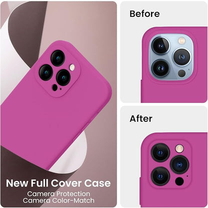 FireNova Designed for iPhone 13 Pro Case, Silicone Upgraded [Camera Protection] Phone Case, Soft Anti-Scratch Microfiber Lining Inside, 6.1 inch, Shocking Pink