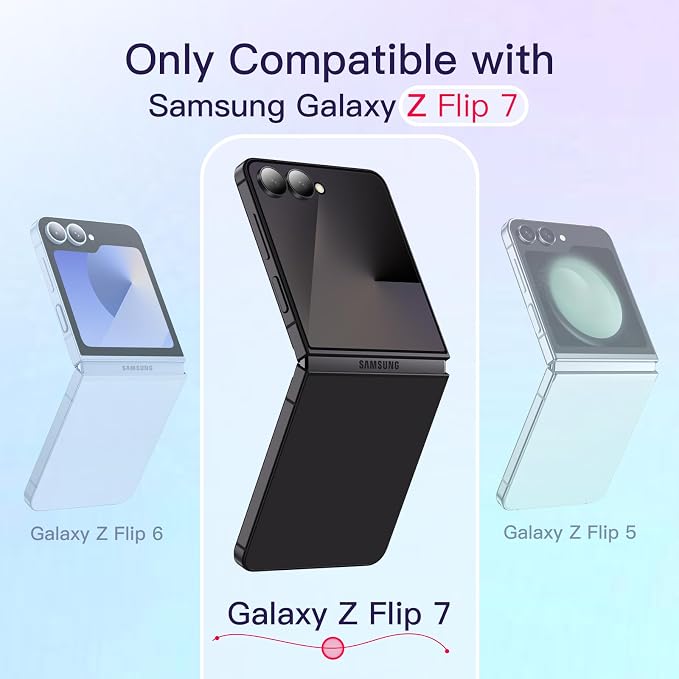 JETech Clear Case for Samsung Galaxy Z Flip 7, Black | Crystal Clear Back, Hard PC Construction, Slim Fit, Shockproof Protection
