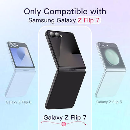 JETech Clear Case for Samsung Galaxy Z Flip 7, Black | Crystal Clear Back, Hard PC Construction, Slim Fit, Shockproof Protection