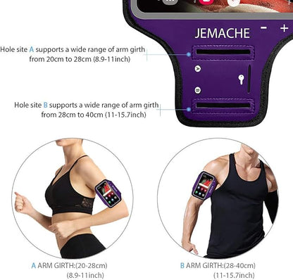 Galaxy S25+ S24+ Armband, JEMACHE Gym Running Workouts Arm Band for Samsung Galaxy S25/S24/S23/S22/S21 Plus (Purple)