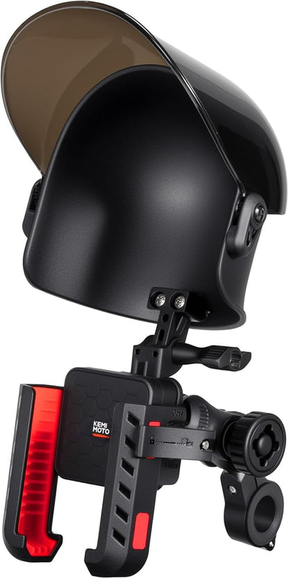 KEMIMOTO Motorcycle Phone Mount with Sun Hat, 360° Adjustable Quick Release, Anti-Vibration, Anti-Theft Phone Holder Fits 4.7"-7.2" Smartphones for Bike, ATV, Scooter, Golf Cart