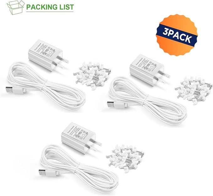 OLAIKE (3 Pack) 8m/26ft Charge Cable for Ring Stick Up Cam Battery/Plug-in & Ring Spotlight Cam Battery, Weatherproof Power Adapter Keep Charge Your Camera (No Camera), White