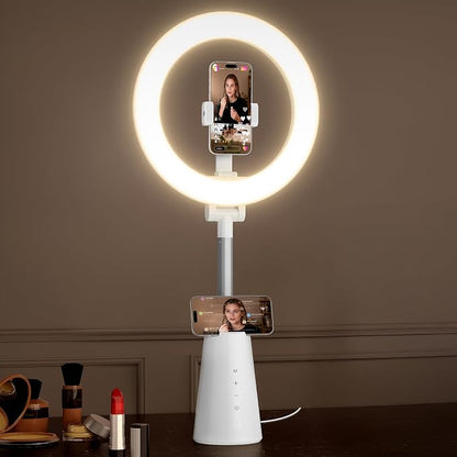 11" True-Color Desk Ring Light with Stand & Dual Phone Holders – CRI 98+ Soft Desk Selfie Light, 224 LEDs, 4 Color Modes, Touch Control for Makeup, Live Streaming, Video Recording, Zoom Calls&TikTok