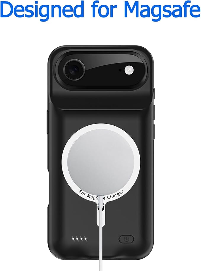Battery Case for iPhone Air, Upgraded 12000mAh Protective Charging Case with Wireless Charging Compatible with iPhone 17 Air (6.5 inch) Rechargeable Battery Pack Charger Case with Carplay (Black)