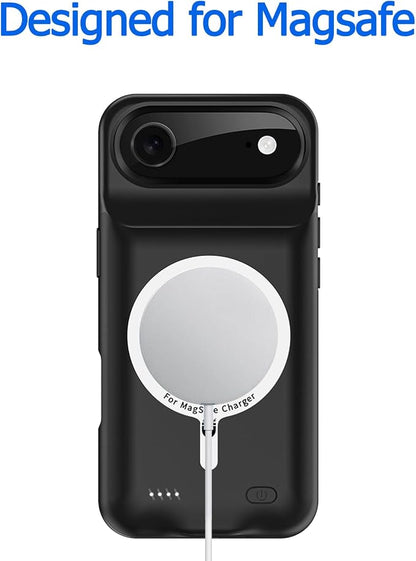 Battery Case for iPhone Air, Upgraded 12000mAh Protective Charging Case with Wireless Charging Compatible with iPhone 17 Air (6.5 inch) Rechargeable Battery Pack Charger Case with Carplay (Black)