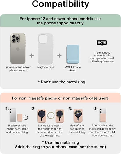 MOFT Phone Tripod Wallet for iPhone, Mulit-Angles, Lightweight Phone Stand, MOVAS Vegan Leather Magnetic Wallet, Strong Magnets, NFC Card Holder, Travel Essential, Soothing Mist (with Card Slot)