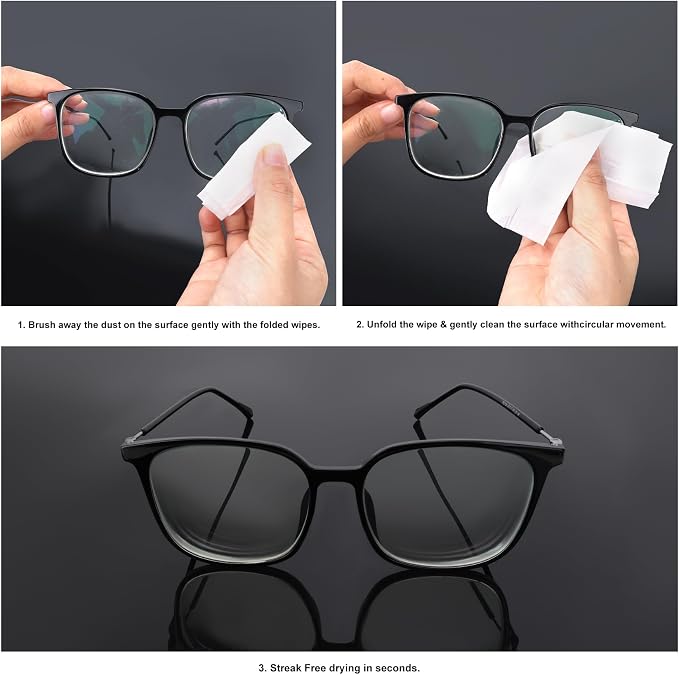 200 Count Lens Cleaning Wipes-Pre-Moistened Individually Wrapped Eyeglass Wipes Optical Screen Cleaner Streak Free Fast Drying