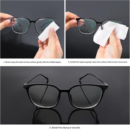 200 Count Lens Cleaning Wipes-Pre-Moistened Individually Wrapped Eyeglass Wipes Optical Screen Cleaner Streak Free Fast Drying