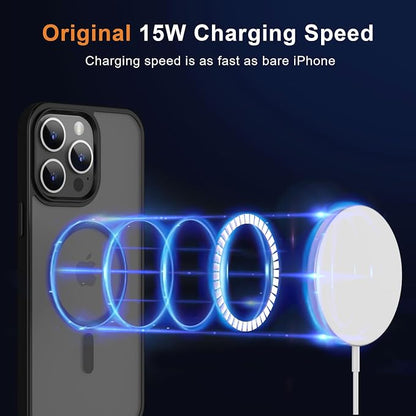 MOCCA Strong Magnetic for iPhone 13 Pro Max Case,[Compatible with Magsafe][Glass Screen Protector+Camera Lens Protector] Slim Thin Shockproof Cover Phone Case for iPhone 13 Pro Max 6.7", Black