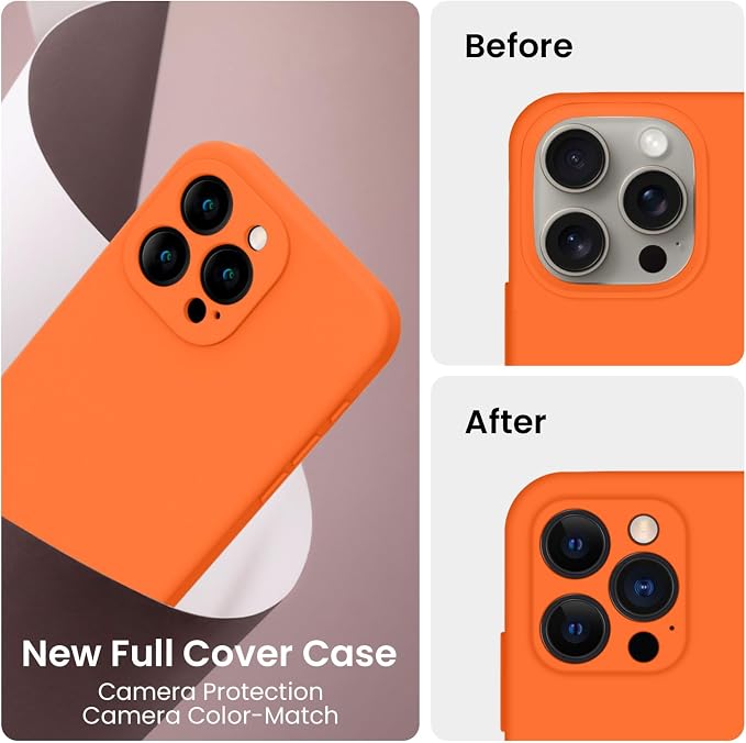 FireNova Designed for iPhone 16 Pro Max Case, Silicone Upgraded [Camera Protection] Phone Case, Soft Anti-Scratch Microfiber Lining Inside, 2024, Neon Orange