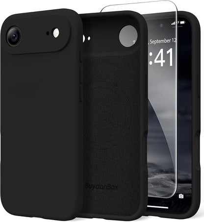 Magnetic for iPhone Air Case, Compatible with MagSafe, [Full Camera Protection][Screen Protector] Silicone Shockproof Protective Phone Case for iPhone 17 Air 6.5", Black