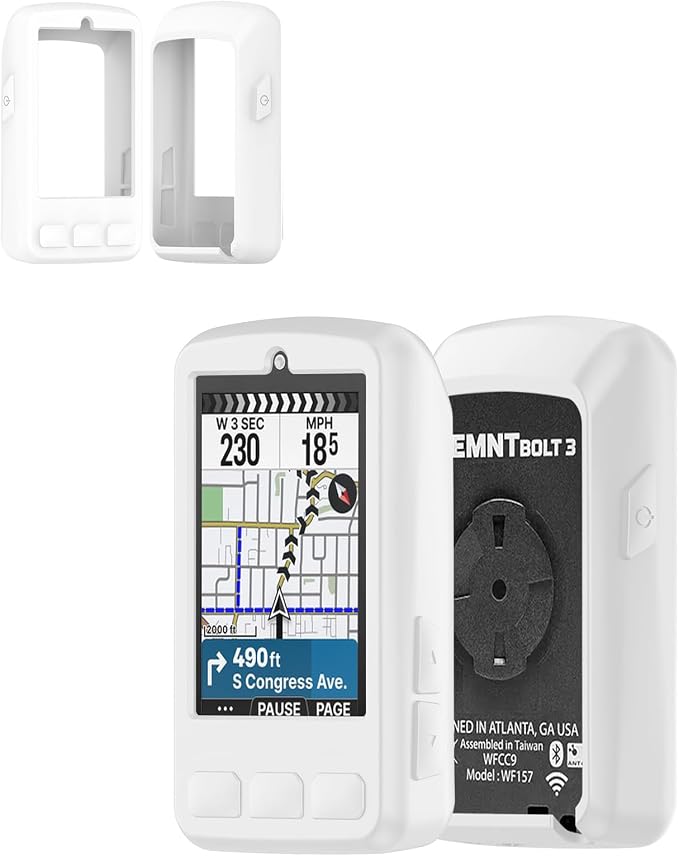 Silicone Protective Case for Wahoo ELEMNT Bolt V3 Cycling Computer, Full-Body Protective Cover with Precise Cutout, Shockproof Dustproof Protector Sleeve & Scratch-Resistant Sleeve (White)