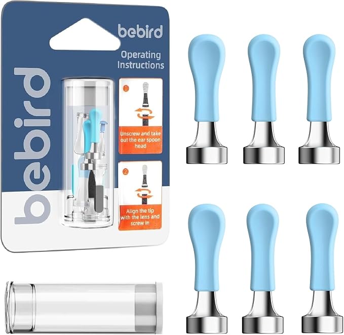 Ear Wax Removal Tool Replacement Tips, 6 pcs for Wet/Dry Earwax Cleaning, Original Ear Cleaner Camera Tips for Bebird Earsight Plus series/30S/R1/X17 Pro/D3 Pro etc