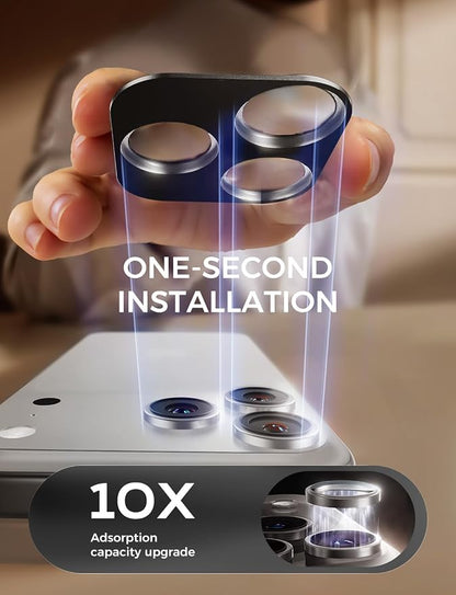 MAGIC JOHN for iPhone 17 Pro Max Camera Lens Protector 6.9'', HD Clear, Magnetic Tempered-Glass Lens Film, Ultra-Tough, Anti-Scratch, Case Friendly, 2 Pack,Sliver